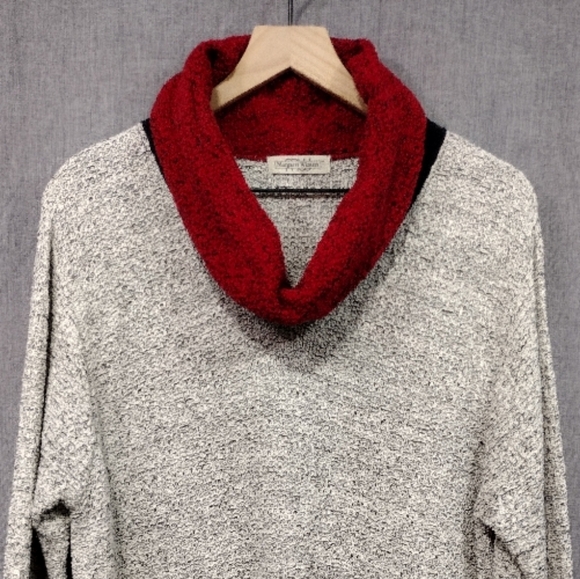 Relisted Soft Surroundings TurtuleNeck Sweater Womens XL Cream Red Boho Retro - Picture 2 of 9